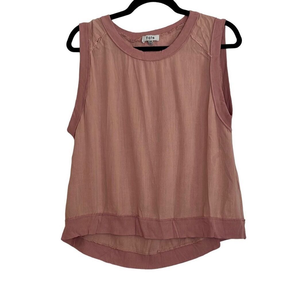 Fate pink cropped exposed seam tank size m